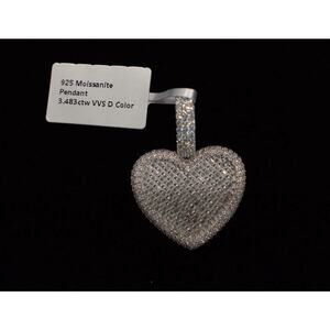 MOISSANITE Real 925 Sterling Silver Iced Hip Hop Piece Heart Pendant Necklace